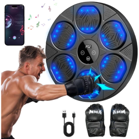 Music Boxing Machine For Adults,Wall Mounted Smart Bluetooth Musical Boxing Machine, Boxing Target Workout Equipment With Boxing Gloves,for Home, Gym,