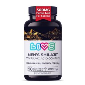 Men’s Shilajit Fulvic Acid Complex Pure Himalayan Shilajit Capsules 1000mg of Himalayan Extract per Serving 500mg of Fulvic Acid per Serving 90 Count