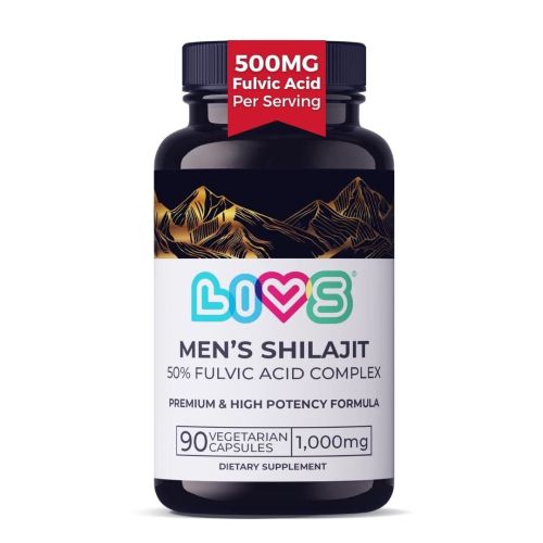 Men’s Shilajit Fulvic Acid Complex Pure Himalayan Shilajit Capsules 1000mg of Himalayan Extract per Serving 500mg of Fulvic Acid per Serving 90 Count