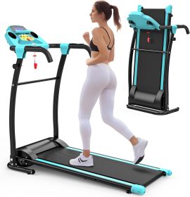 Walking Pad With Handle Bar, Foldable Treadmill 2.5HP Treadmill Under Desk 300 Lbs Capacity 2-in-1 Walking Treadmill Pad With Remote Controller For Ho (Color: Blue)