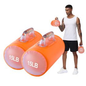 15lb Water Dumbbell Pairs Adjustable Free Weights Portable Travel Gym Fitness Home Yoga Exercise Training Set (Option: 2x15lbs-Orange)